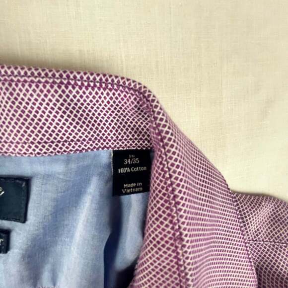 Original Penguin Men’s 16 34/35 Slim Fit Long Sleeve Purple Diamond Button Down - Picture 2 of 11